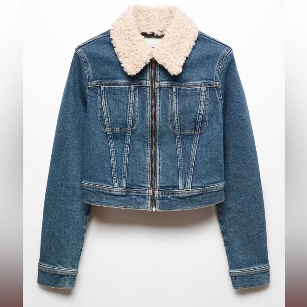 Cropped Denim Jacket with Zip Front